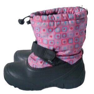 Tamarack Girls Pink Purple Snow Boot Size 1 Draw Sting Square Checkered